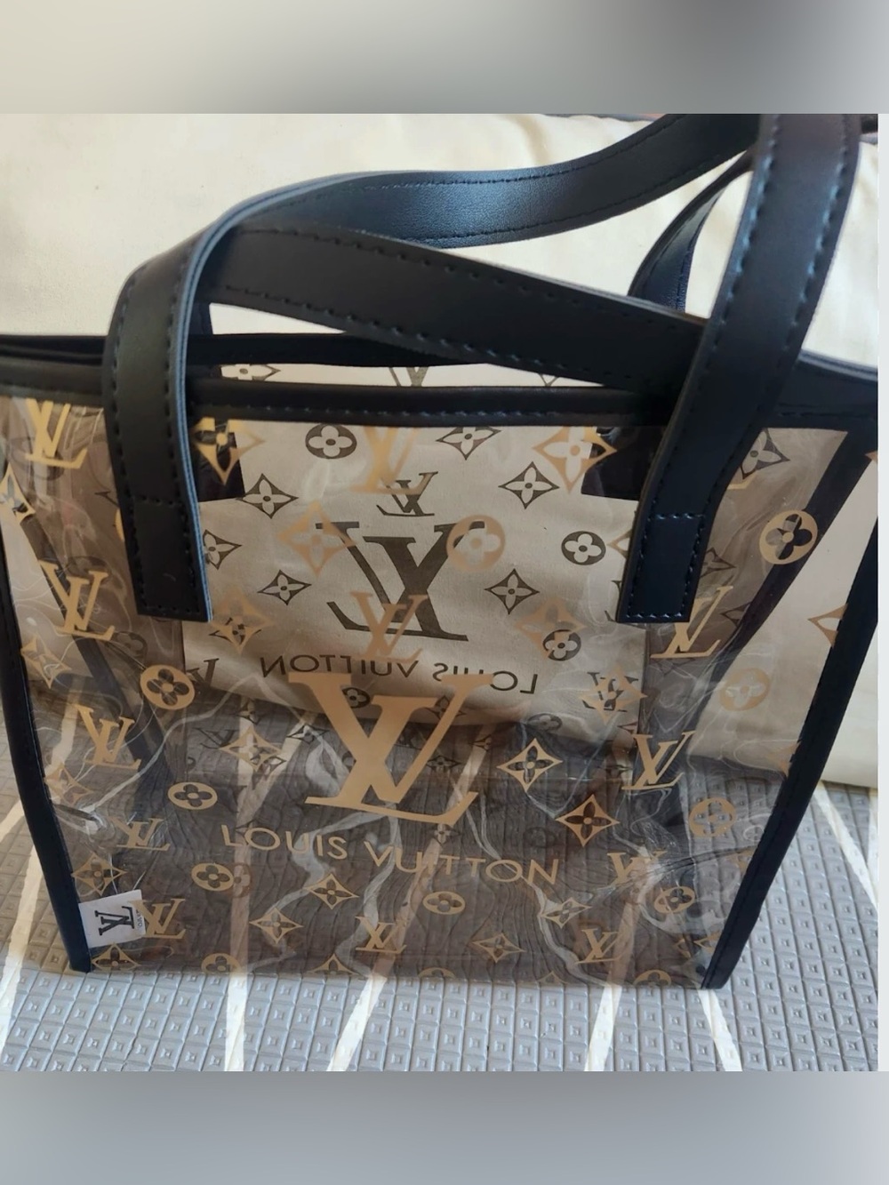 Louis Vuitton Clear Monogram Tote Bag in Gold & Black Novelty Gift NWT - Picture 7 of 8